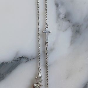 Dainty sideways cross chain necklace
